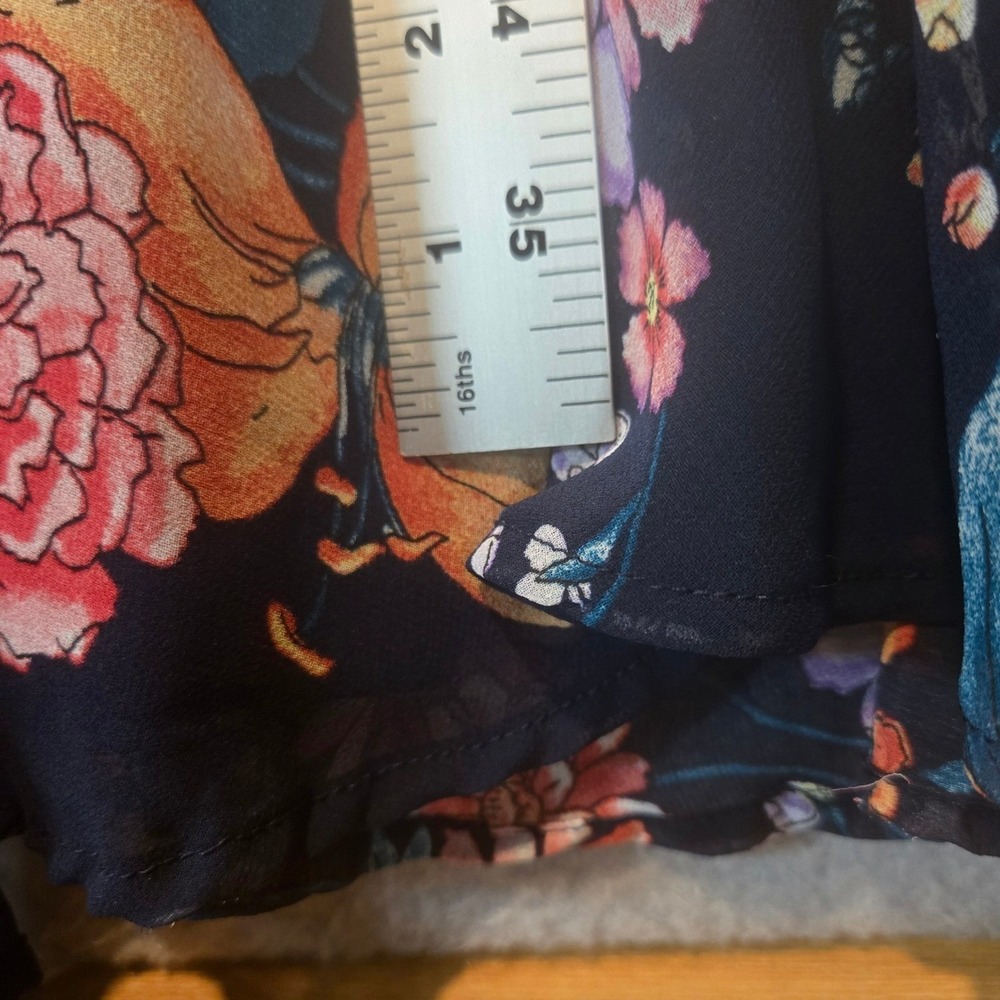 Roz & Ali Dress Womans Plus 22 Sleeveless Navy Blue Floral Chiffon Ruffle Midi - Picture 5 of 14